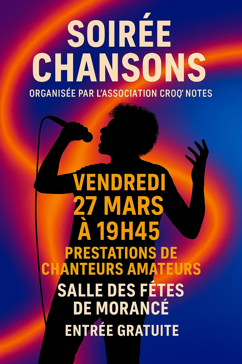 Soirée Chansons - Croq'Notes - Vendredi 27 mars à 19h45