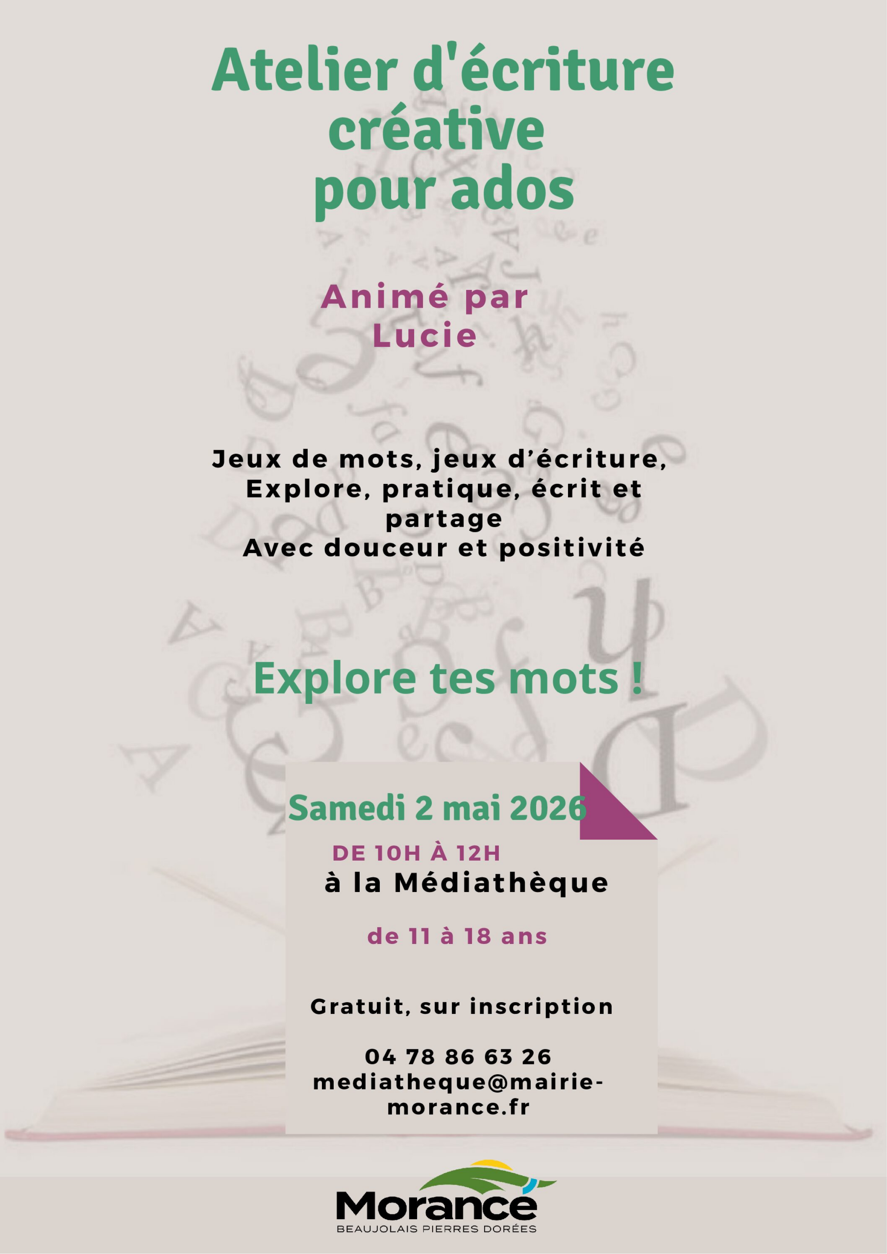Atelier d'écriture créative pour ados