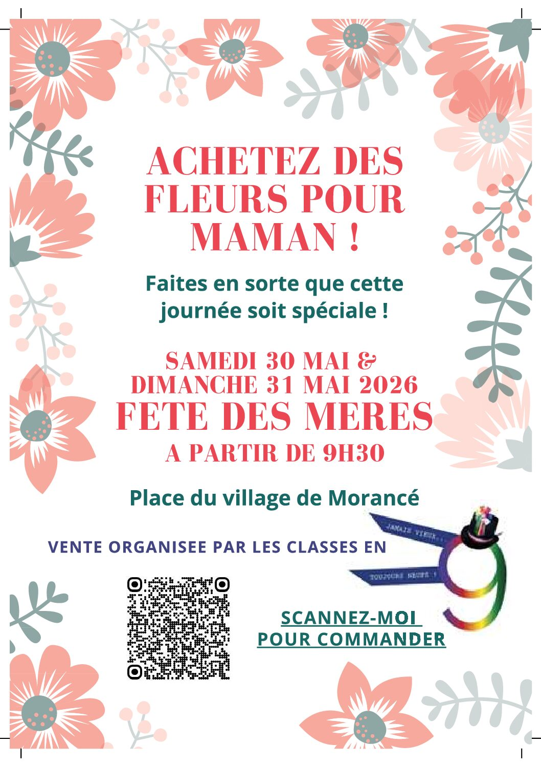 Vente de fleurs de la Classe en 9