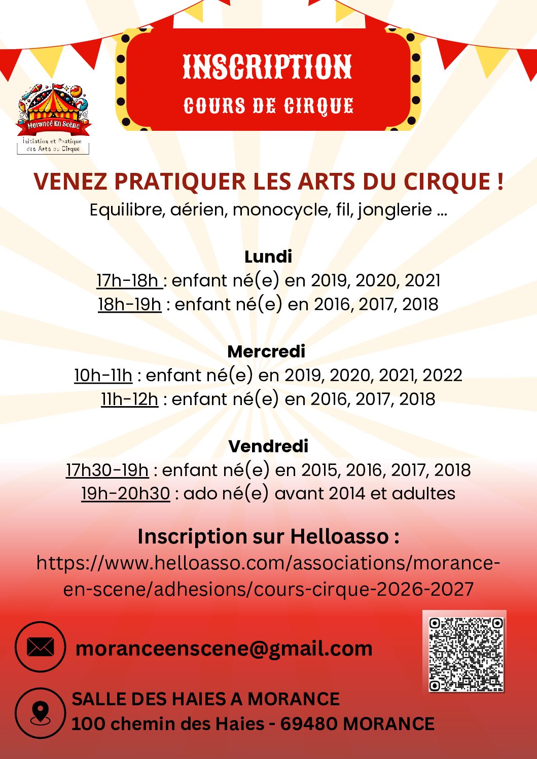 Cours de cirque - Inscription
