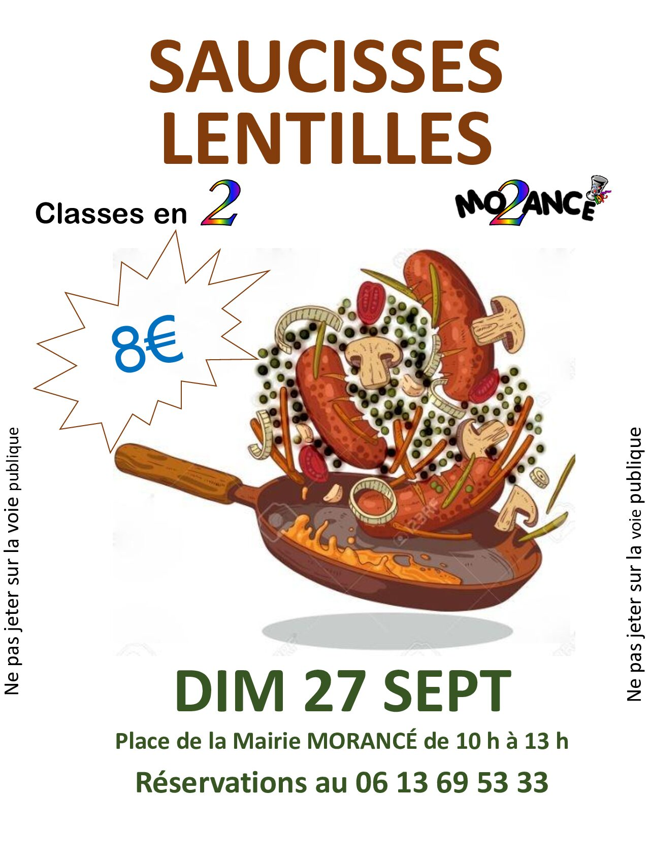 Vente de saucisses lentilles de la CLASSE EN 2